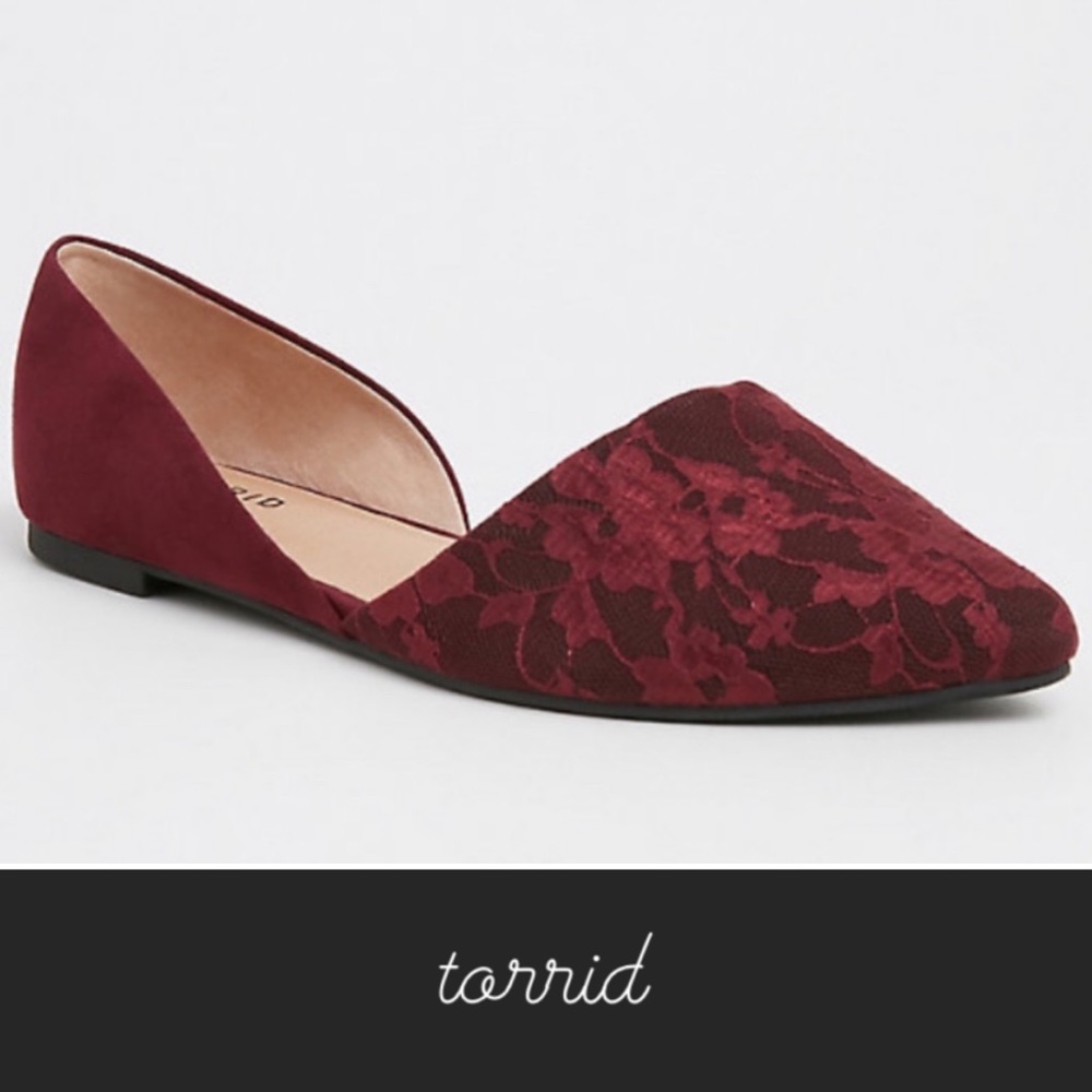Torrid Red Wine Lace D’orsay Flat • 10.5w
